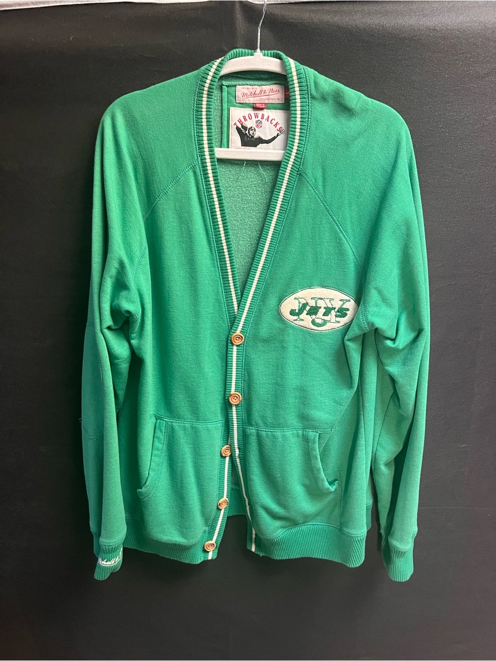 Mitchell & Ness Kelly Green Cardigan with White Trim